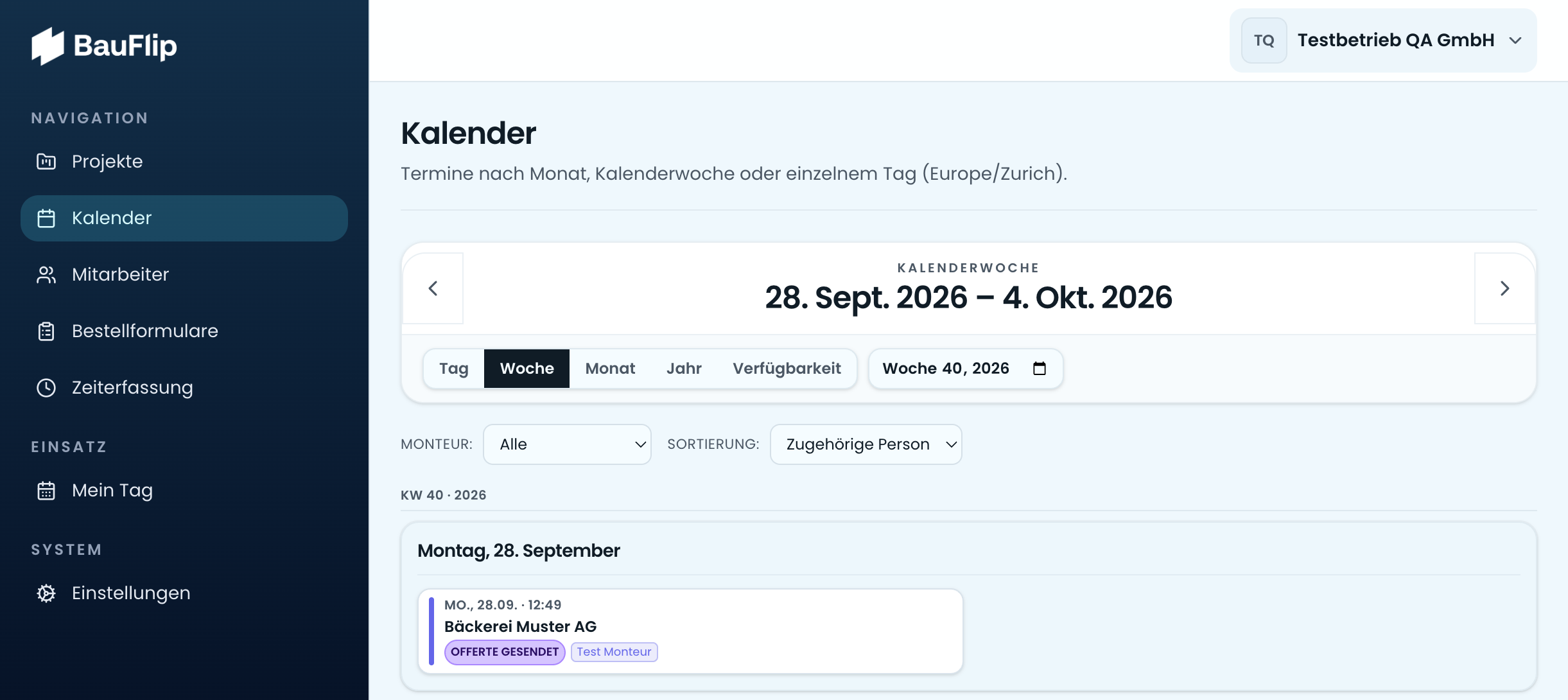 Wochenplan in Bauflip