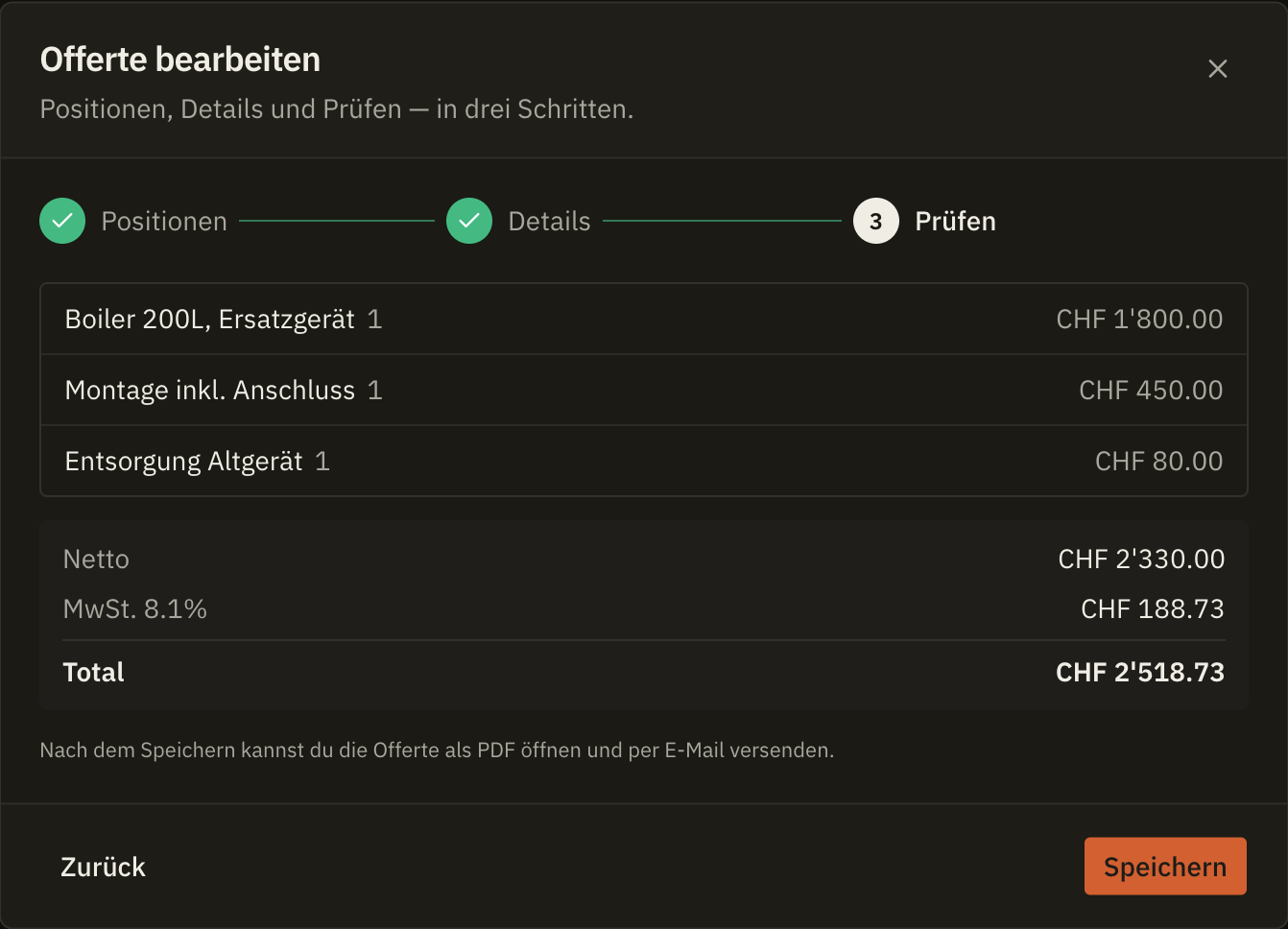 Offerte in der Bauflip-App